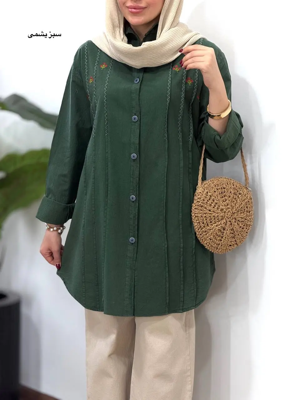 مانتو لینن گلدوزی آیسو رزانا